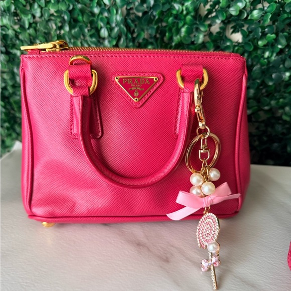 Prada Handbags - Prada Pink Saffiano Leather Micro Galleria Crossbody Bag Authentic